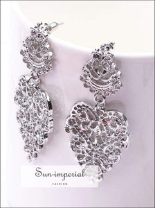 Pearl Heart Leaf Crystal Flower Star Earrings Geometry Drop Earring For Women earrings, fashion earring, floral outfit, print, flower print 