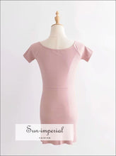 Pink off the Shoulder Bodycion Sweetheart Neck Ribbed Mini Dress Short Sleeve