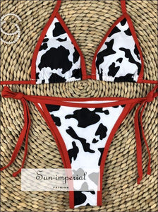 Pink Plunge Cow Print Bikini Set best seller, bikini, bikini set, COW PRINT BIKINI, hot SUN-IMPERIAL United States