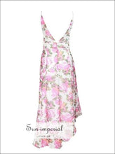 Pisa Dress -vintage Maxi Floral Print Sleeveless Ruffles V Neck Asymmetrical Dresses, High Waist, Off Shoulder, Sleeveless, vintage 
