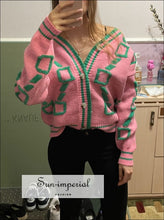 Plaid Oversized Cardigan Sweater - Sun Imperial (photo 10)