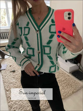 Plaid Oversized Cardigan Sweater - Sun Imperial (photo 5)