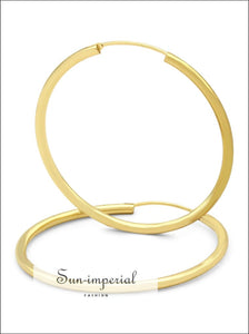 Hoop Earrings 14k Gold Plate 2 Mm Hip Hop Hoops Ear Jewelry 25 - 70 Women 14k, mm, 40 50 60 mm Sun-Imperial United States