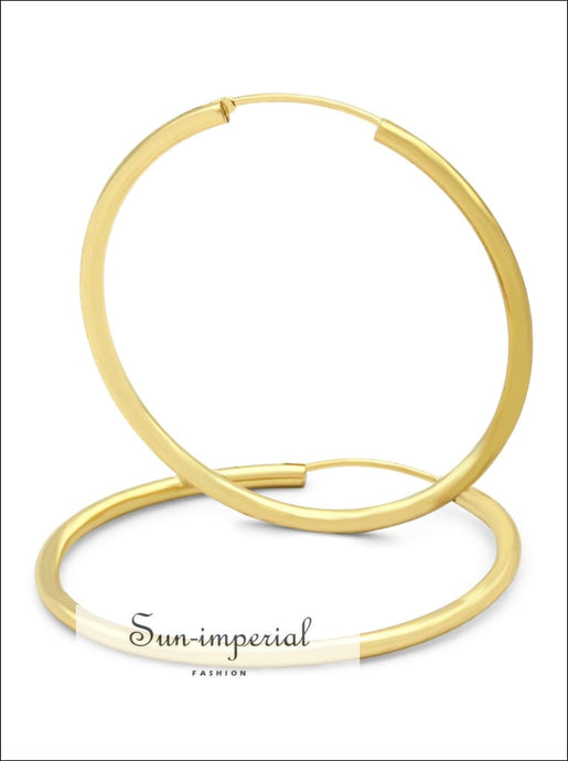 Hoop Earrings 14k Gold Plate 2 Mm Hip Hop Hoops Ear Jewelry 25 - 70 Women 14k, mm, 40 50 60 mm Sun-Imperial United States