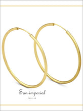 Hoop Earrings 14k Gold Plate 2 Mm Hip Hop Hoops Ear Jewelry 25 - 70 Women 14k, mm, 40 50 60 mm Sun-Imperial United States