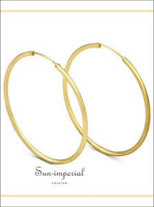 Hoop Earrings 14k Gold Plate 2 Mm Hip Hop Hoops Ear Jewelry 25 - 70 Women 14k, mm, 40 50 60 mm Sun-Imperial United States