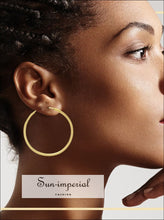 Hoop Earrings 14k Gold Plate 2 Mm Hip Hop Hoops Ear Jewelry 25 - 70 Women 14k, mm, 40 50 60 mm Sun-Imperial United States