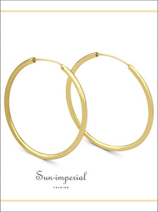 Hoop Earrings 14k Gold Plate 2 Mm Hip Hop Hoops Ear Jewelry 25 - 70 Women 14k, mm, 40 50 60 mm Sun-Imperial United States