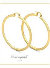 Hoop Earrings 14k Gold Plated 3 Mm Hip Hop Hoops Ear Jewelry 25 - 70 14k, mm, 30mm, 40 mm - 80 All Sun-Imperial United States