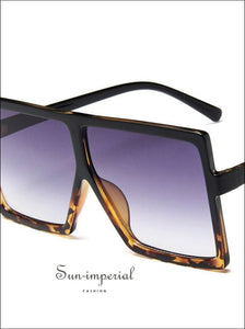 thumbnail interactive-video image 1 of Oversized Square Flat Top Sunglasses For Women – Big Luxury Look UV400 Black Gradient 1 of 5