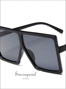 Plastic Oversized Women Sunglasses Square Big Frame Sunglasses for Female - Black Silver