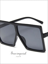 Plastic Oversized Women Sunglasses Square Big Frame Sunglasses for Female - Black Silver