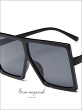 Plastic Oversized Women Sunglasses Square Big Frame Sunglasses for Female - Brown Frame