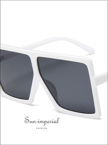 Plastic Oversized Women Sunglasses Square Big Frame Sunglasses for Female - Matte Black