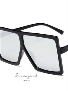 Plastic Oversized Women Sunglasses Square Big Frame Sunglasses for Female - White