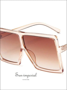 Plastic Oversized Women Sunglasses Square Big Frame Sunglasses for Female - White