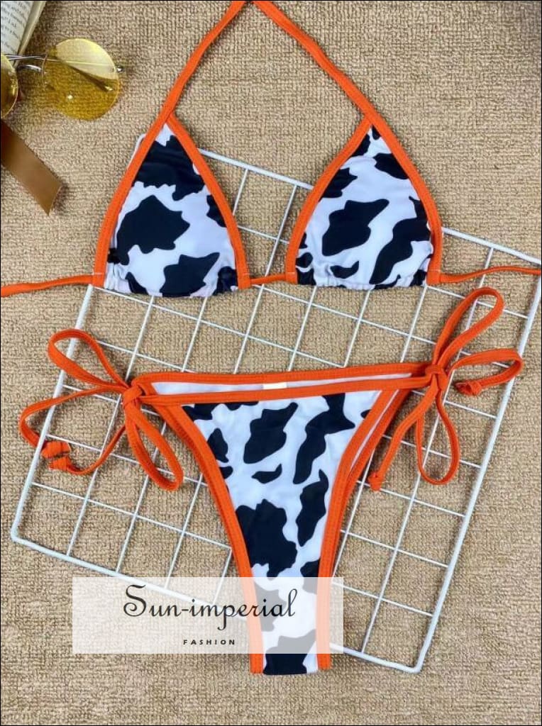 Plunge Cow Print Bikini Set best seller, bikini, bikini set, COW PRINT BIKINI, hot SUN-IMPERIAL United States