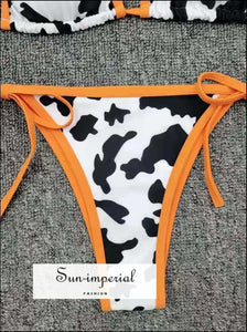 Plunge Cow Print Bikini Set- Blue best seller, bikini, bikini set, COW PRINT BIKINI, hot SUN-IMPERIAL United States