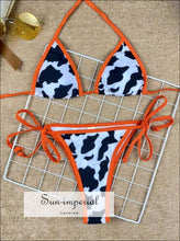 Plunge Cow Print Bikini Set- Blue best seller, bikini, bikini set, COW PRINT BIKINI, hot SUN-IMPERIAL United States