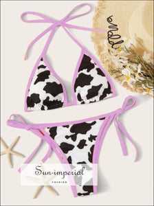 Plunge Cow Print Bikini Set- Blue best seller, bikini, bikini set, COW PRINT BIKINI, hot SUN-IMPERIAL United States