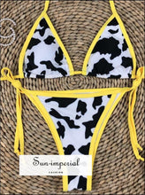 Plunge Cow Print Bikini Set- Blue best seller, bikini, bikini set, COW PRINT BIKINI, hot SUN-IMPERIAL United States