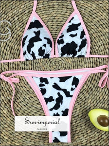 Plunge Cow Print Bikini Set- Blue best seller, bikini, bikini set, COW PRINT BIKINI, hot SUN-IMPERIAL United States