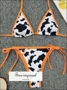 Plunge Cow Print Bikini Set- Blue best seller, bikini, bikini set, COW PRINT BIKINI, hot SUN-IMPERIAL United States