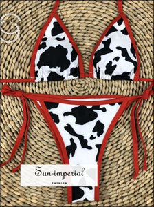 Plunge Cow Print Bikini Set- Sky Blue best seller, bikini, bikini set, COW PRINT BIKINI, hot SUN-IMPERIAL United States