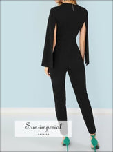 Plunging Neck Cloak Sleeve Jumpsuit SUN-IMPERIAL United States