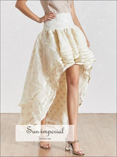 Poke Skirt - Elegant Polka Dot Women High Waist Slim Ruffles Asymmetrical Midi Skirts Female Dot, Waist, Ruffles, vintage, SUN-IMPERIAL 
