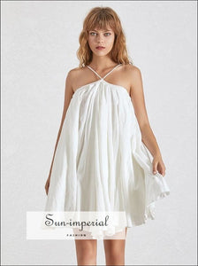 Princess Dress- Vintage Solid White Oversize Mini Backless Dress for Women