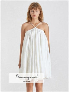 Princess Dress- Vintage Solid White Oversize Mini Backless Dress for Women