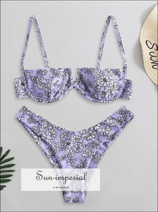 Printed Underwire Bikini - Purple