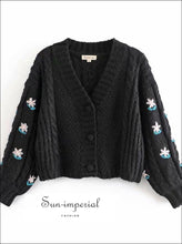 Purple Embroidery Cropped Cardigan - Sun Imperial (photo 1)