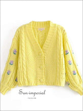 Purple Embroidery Cropped Cardigan - Sun Imperial (photo 2)