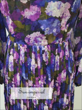 Purple Floral Pleated Turtleneck Long Sleeve Elegant Mini Dress Dresses, elegant style SUN-IMPERIAL United States