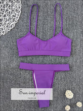 Purple High Waist Cut Brazilian and Tank Bikini Set SUN-IMPERIAL United States