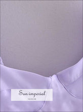 Purple Plain Short Puff Sleeve Square Neckline A-line Pleated Mini Dress harajuku style, Preppy Style Clothes, Dress, Unique style 