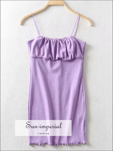 Purple Ruched Bust Mini Cami Dress Bodycon Fit