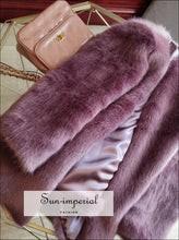 Purple Shaggy Women Faux Fur Jacket Mid Length Coat SUN-IMPERIAL United States
