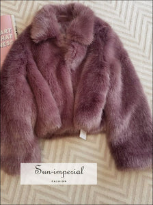 Purple Shaggy Women Faux Fur Jacket Mini Length Coat Sun-Imperial United States