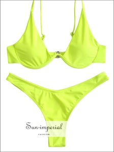 Push up Plunge Bathing Suit - Green Yellow SUN-IMPERIAL United States