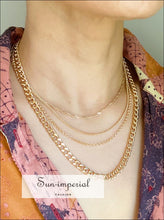 Gold Plated Quad Squad Chain Link Necklace Sun-Imperial United States