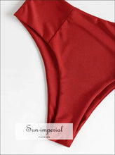 Red Bikini Bow Tie Swimwear Women Solid Bandeau Bikini Set