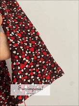 Red Hearts Print Long Bell Sleeve A-line Mini Dress bohemian style, boho casual elegant harajuku style SUN-IMPERIAL United States