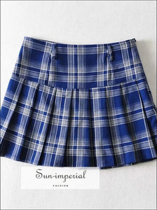 Red High Waist Pleated Tennis Check Mini Skirt with Underpants chick sexy style, street style SUN-IMPERIAL United States