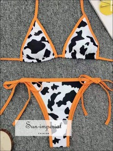 Red Plunge Cow Print Bikini Set best seller, bikini, bikini set, COW PRINT BIKINI, hot SUN-IMPERIAL United States