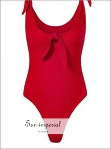 Red Sleeveless Bow Tie Bodysuit Vintage overall