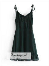 Black A-line Tie Cami Strap Mini Corset Style Dress With Ruffles Detail A-Line Sun-Imperial United States