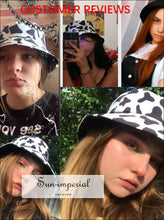 Reversible Black White Cow Pattern Women Bucket Hat SUN-IMPERIAL United States